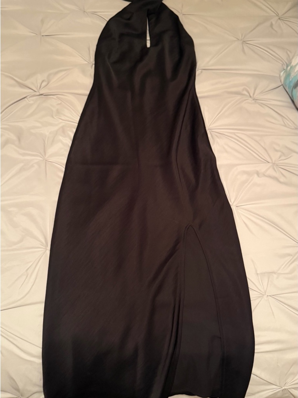 Lulu's Black Halter Backless Maxi with Side Slit